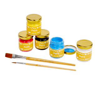 Acrylic Paint Set with Two Paintbrushes on transparent background