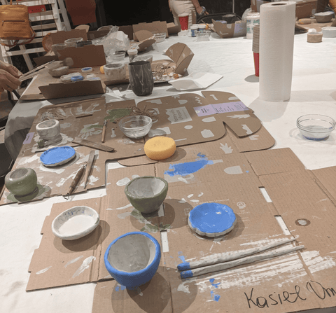 Underglazed ceramic pottery